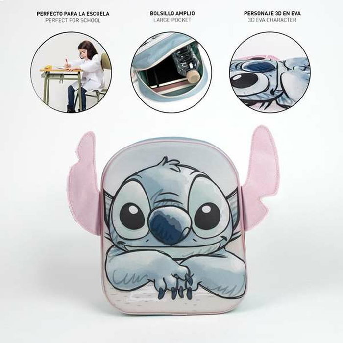 Cerdá Mochila Infantil 3D Aplicaciones Stitch Azul Claro