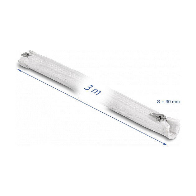 DeLOCK Manga trenzada con cierre de cremallera resistente al calor 3 m x 30 mm blanco