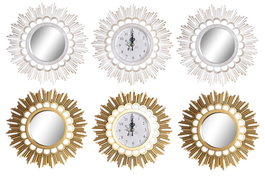 DKD Home Decor Set de 3 Relojes de Pared con Espejo y Acabado Envejecido Surtido