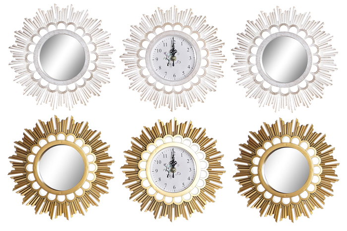 DKD Home Decor Set de 3 Relojes de Pared con Espejo y Acabado Envejecido Surtido DKD Home Decor Set de 3 Relojes de Pared con Espejo y Acabado Envejecido Surtido