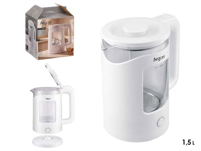 ARGON Hervidor Ventana Blanco 1,5L 1360W ARGON Hervidor Ventana Blanco 1,5L 1360W