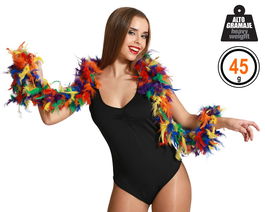 Accesorio Boa de Plumas Multicolor 45 gr Años 20 para Carnaval, Pride y Fiestas