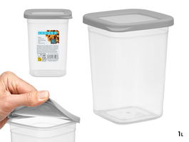 Leknes Bote Cuadrado Tapa Gris 1L 10.8x14.2x10.8 cm (Set de 24)