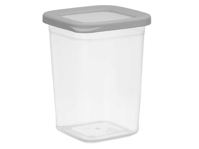 Leknes Bote Cuadrado Tapa Gris 1L 10.8x14.2x10.8 cm (Set de 24)