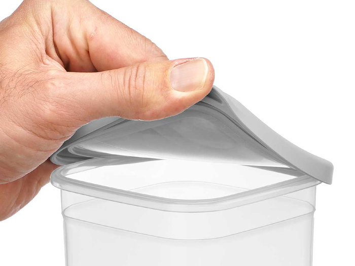 Leknes Bote Cuadrado Tapa Gris 1L 10.8x14.2x10.8 cm (Set de 24)