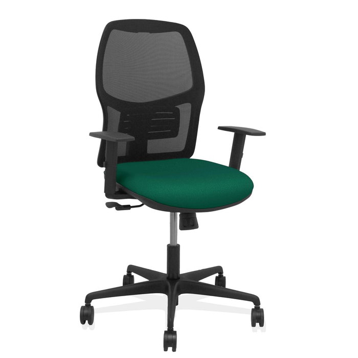 PIQUERAS Y CRESPO Silla Alfera con Mecanismo Sincro, Respaldo Malla Negra y Asiento Verde Botella PIQUERAS Y CRESPO Silla Alfera con Mecanismo Sincro, Respaldo Malla Negra y Asiento Verde Botella