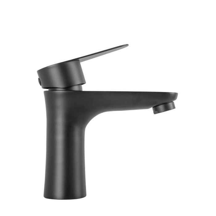 Grifo de lavabo monomando clásico Negro con caño bajo