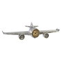 DKD Home Decor Reloj de Pared con Estantería Diseño de Avión Plateado