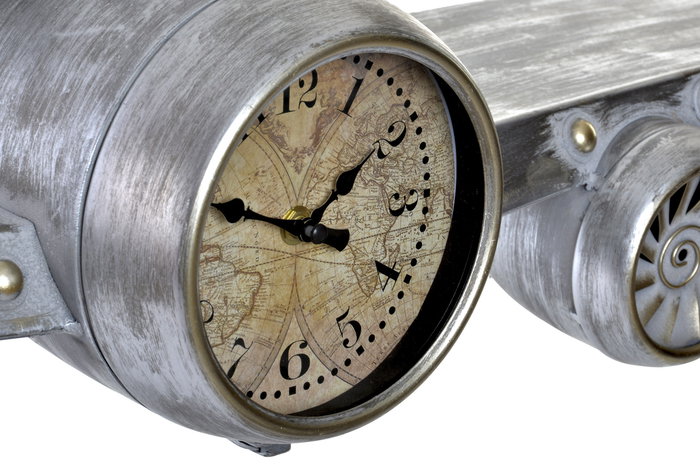 DKD Home Decor Reloj de Pared Vintage Plateado 102 x 26 x 22 cm