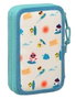 Plumier Doble Baby Shark Surfing Azul Blanco 12.5 x 19.5 x 4 cm (28 piezas)