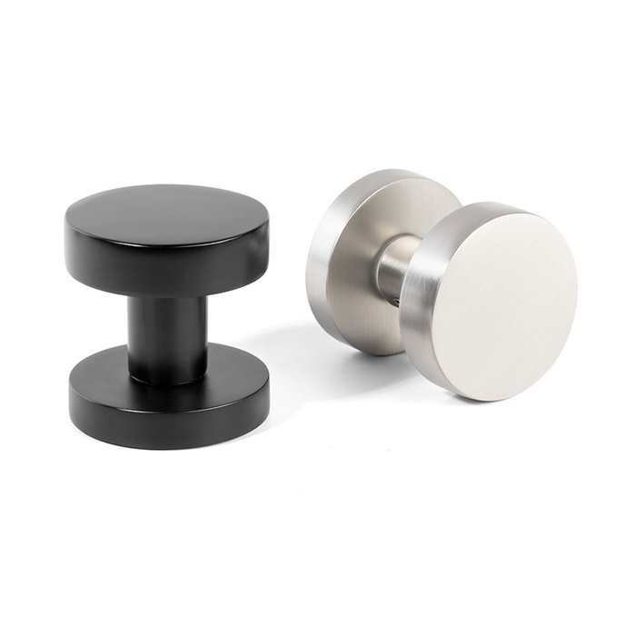 HERRAJES ALK Pomo Manivela Redondo Ø53 Elio Negro, Niquel Satinado Acabado Negro Mate