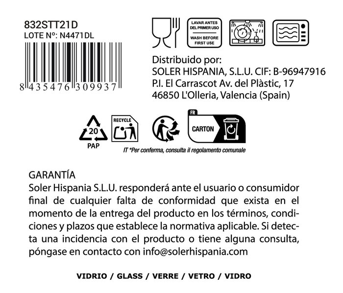 La Mediterránea Copa Sonella 360 cc Transparente (36 Unidades)