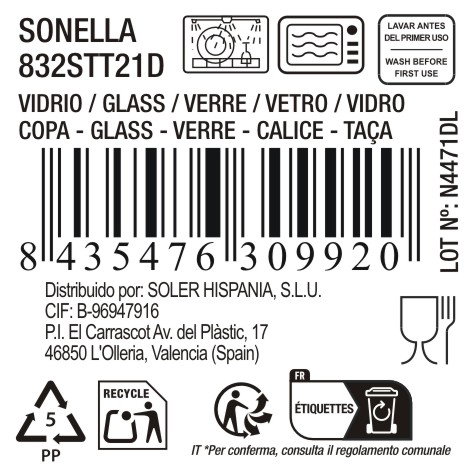 La Mediterránea Copa Sonella 360 cc Transparente (36 Unidades)