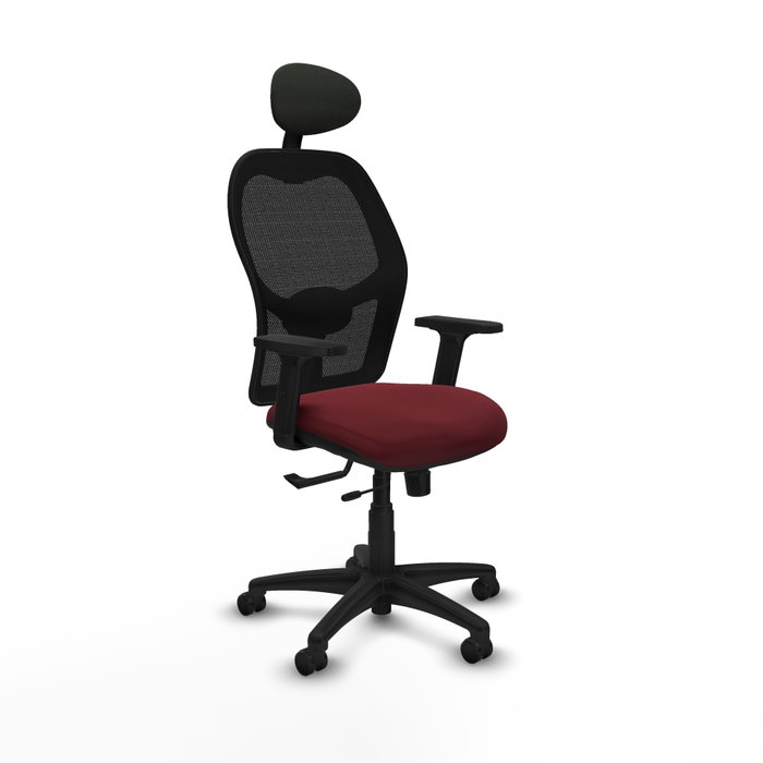 PIQUERAS Y CRESPO Alocén Silla de Oficina con Malla Negra y Asiento Granate PIQUERAS Y CRESPO Alocén Silla de Oficina con Malla Negra y Asiento Granate