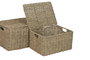 DKD Home Decor Set de 3 Cestas tipo Baúl de Fibra y Metal Natural