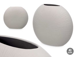 Giftdecor Jarron Ceramica Circular Gris 40cm (Set de 2)