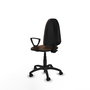 Silla de oficina Aýna con mecanismo Contacto permanente básico tapizada con Tela color Marrón oscuro. Equipada con Base poliamida negra, Brazos fijos y Ruedas de nailon 50 mm