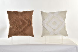 DKD Home Decor Cojin Boho Terracota Crema 40 x 40 x 10 cm (4 Unidades)