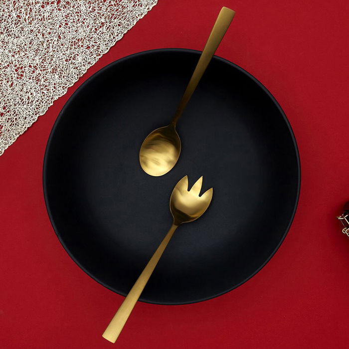 Home Deco Factory Juego De 2 Cubiertos Servir Dorado Mirage