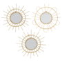 Home Deco Factory Conjunto de 3 Espejos de Ratán Modelo Flor y Sol