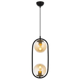 Opviq Lámpara de Araña AV-4275-2BSY, Metal y Vidrio, Negro y Dorado, Moderna, Industrial, 100 cm Alto x 16 cm Diámetro