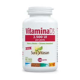 Sura Vitasan Vitamina D3 2500 UI - 120 Cápsulas - Complemento Alimenticio para Huesos, Músculos y Sistema Inmunitario