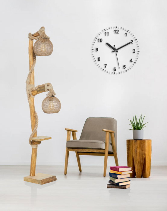 Opviq Lámpara de Pie Árbol de Madera Yute Hecho a Mano 140cm