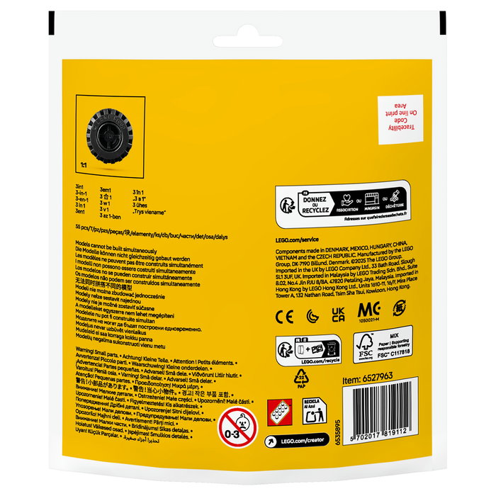 LEGO Creator 30691 3-en-1 Mini Camión Monstruo Convertible (Polybag) - Juego de Construcción, 55 Piezas, Multicolor, Edad 6+