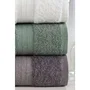 Juego de 4 Toallas de Mano - 50 x 85 cm - Blanco, Verde, Antracita, Naranja