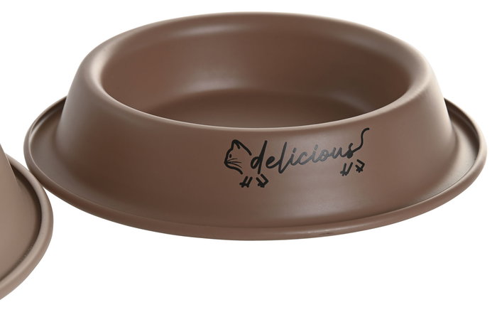 DKD Home Decor Bol Básicos Beige y Marrón, Set de 3 Cuencos Metálicos, 22 x 5 x 22 cm, Capacidad 240/200 ml