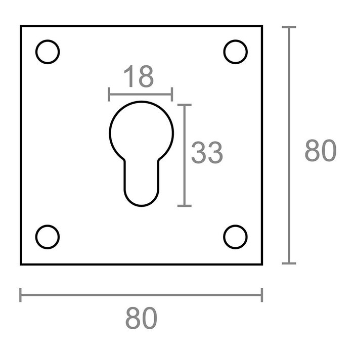 Micel Placa bocallave tipo pera modelo PLP13 de latón, latón satinado, 80 x 80 mm