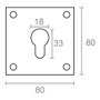 Micel Placa bocallave tipo pera modelo PLP13 de latón, latón satinado, 80 x 80 mm