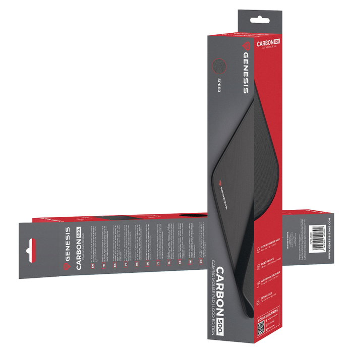 Genesis Mauspad CARBON 500 LOGO Alfombrilla de Ratón para Juegos, Negro, 400 mm x 330 mm