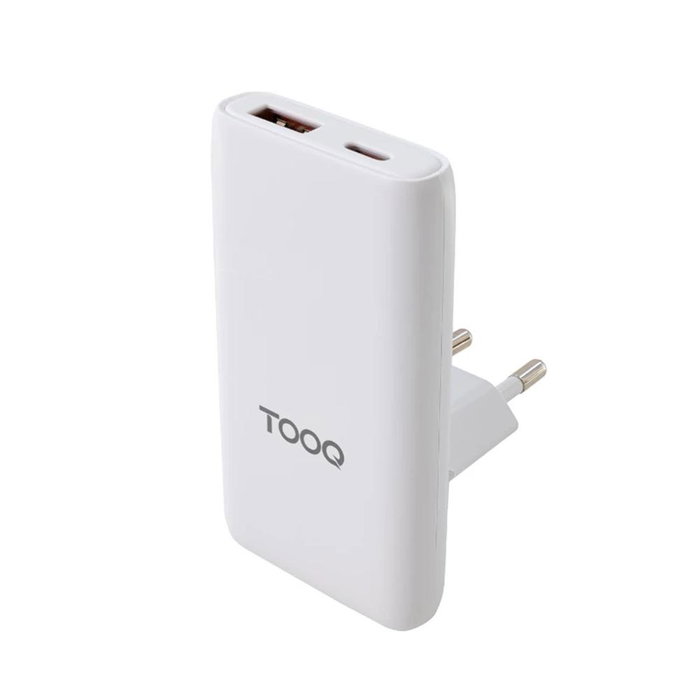 Tooq Cargador de Pared GaN 65W con USB-C PD y USB-A QC Blanco TQWC-GANSL65W1A1C Tooq Cargador de Pared GaN 65W con USB-C PD y USB-A QC Blanco TQWC-GANSL65W1A1C