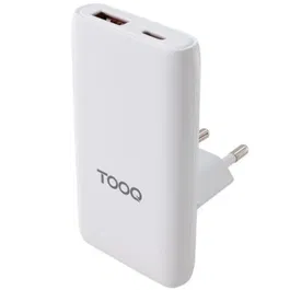 Tooq TQWC-GANSL65W1A1C Cargador de Pared Universal Viaje GaN 65W 1xUSB Tipo-C/ 1xUSB