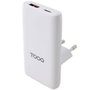 Tooq Cargador de Pared GaN 65W con USB-C PD y USB-A QC Blanco TQWC-GANSL65W1A1C