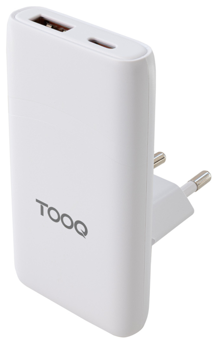 Tooq Cargador de Pared GaN 65W con USB-C PD y USB-A QC Blanco TQWC-GANSL65W1A1C Tooq Cargador de Pared GaN 65W con USB-C PD y USB-A QC Blanco TQWC-GANSL65W1A1C