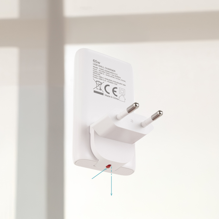 Tooq Cargador de Pared GaN 65W con USB-C PD y USB-A QC Blanco TQWC-GANSL65W1A1C Tooq Cargador de Pared GaN 65W con USB-C PD y USB-A QC Blanco TQWC-GANSL65W1A1C