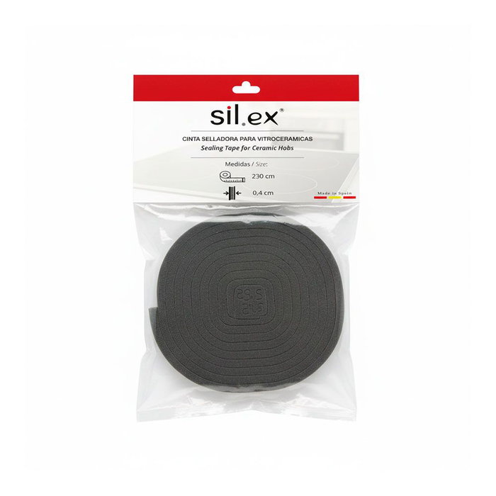 Silex Cinta selladora adhesiva para vitrocerámica 0,4 x 230 cm color gris oscuro Silex Cinta selladora adhesiva para vitrocerámica 0,4 x 230 cm color gris oscuro