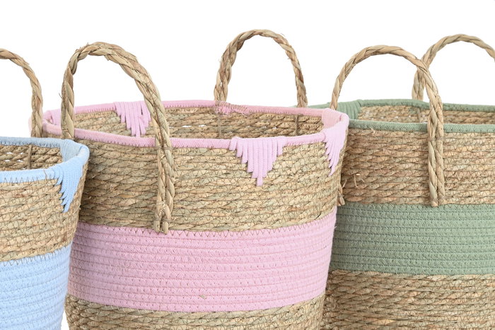 DKD Home Decor Cesta de Seagrass y Algodón Surtido de 3 Unidades DKD Home Decor Cesta de Seagrass y Algodón Surtido de 3 Unidades