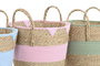 DKD Home Decor Cesta de Seagrass y Algodón Surtido de 3 Unidades