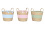 DKD Home Decor Cesta de Seagrass y Algodón Surtido de 3 Unidades