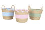 DKD Home Decor Cesta de Seagrass y Algodón Surtido de 3 Unidades