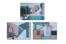 DKD Home Decor Cuadro Lienzo MDF 70x1,8x50 Casa Surtido de 3 Unidades