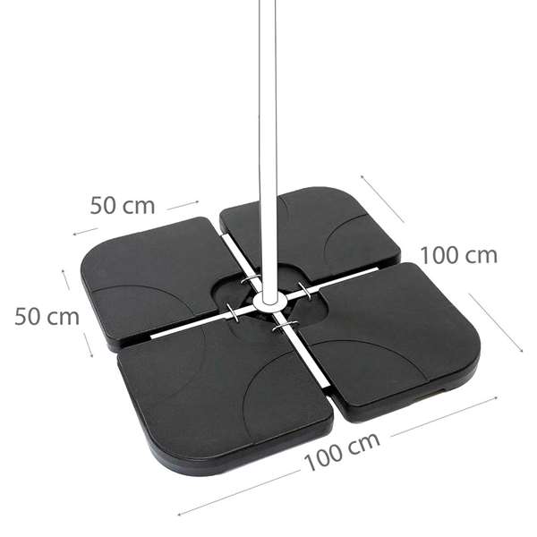 Aktive Soporte para parasol 4 piezas plástico 50x50x7,5 cm - 60/80