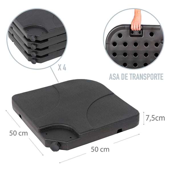 Aktive Soporte para parasol 4 piezas plástico 50x50x7,5 cm - 60/80