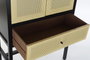 DKD Home Decor Armario Balines Negro Natural Madera Abeto Ratan 160 x 80 x 38 cm
