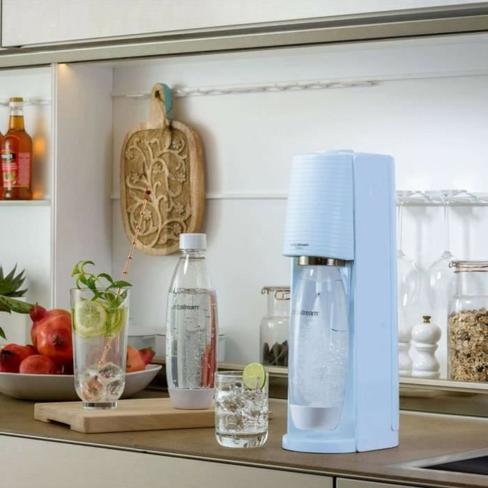 SodaStream Terra Máquina de soda Azul claro con CO2 y botella PET de 1L