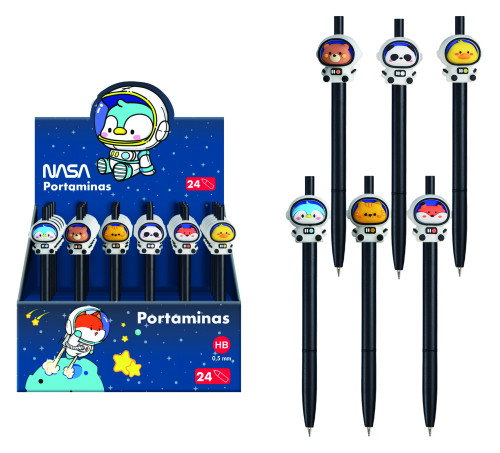 DOHE Portaminas NASA 0,5 mm con Expositor de 24 Unidades (6 Modelos Surtidos)