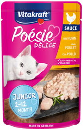 Vitakraft POESIE DELISAUCE JUNIOR Pollo 23x85g Gatos 2-12 Meses Alimento Húmedo Completo Sin Azúcar